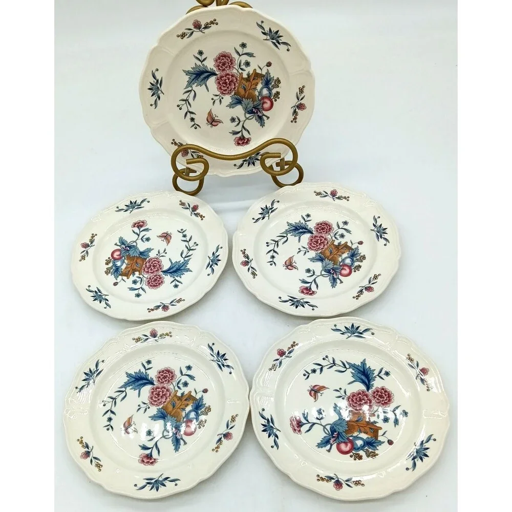 Set of 5 Wedgwood Williamsburg Potpourri Bread & Butter Plates TKD 510 6.5